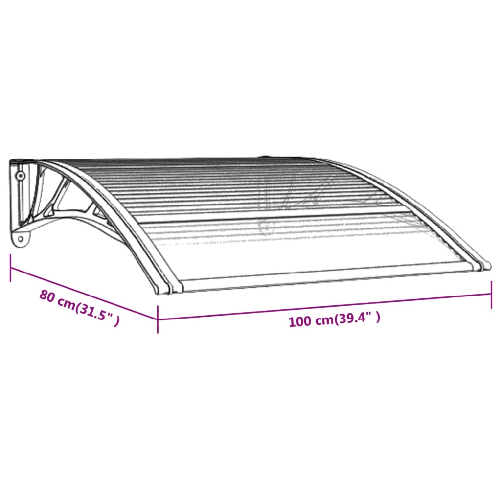 Door Canopy Black and Transparent 100x75 cm Polycarbonate