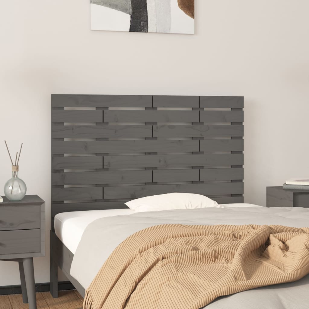 Wall Headboard Grey 106x3x63 cm Solid Wood Pine