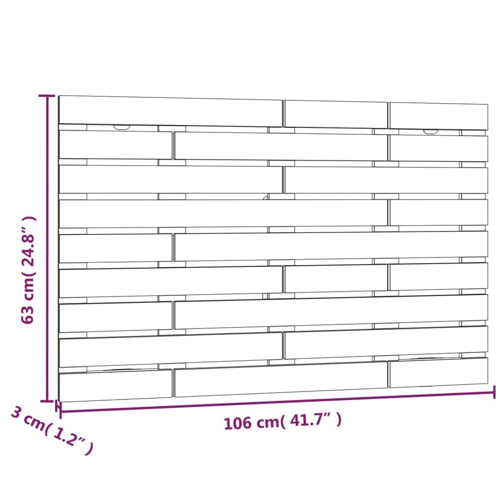Wall Headboard Honey Brown 106x3x63 cm Solid Wood Pine