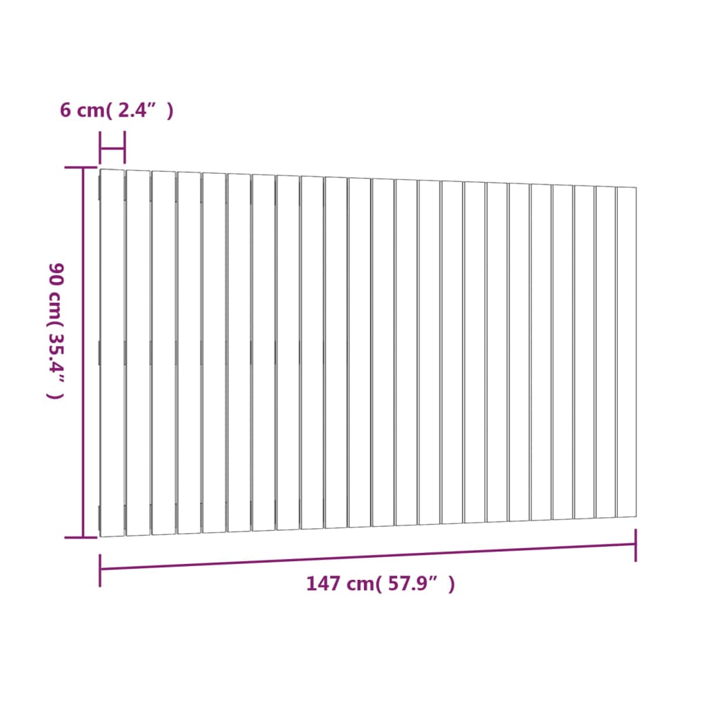 Wall Headboard White 147x3x90 cm Solid Wood Pine