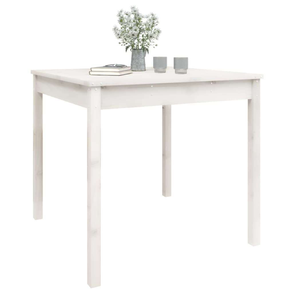 Garden Table White 82.5x82.5x76 cm Solid Wood Pine