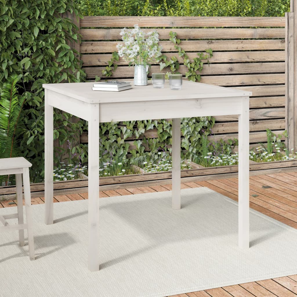 Garden Table White 82.5x82.5x76 cm Solid Wood Pine
