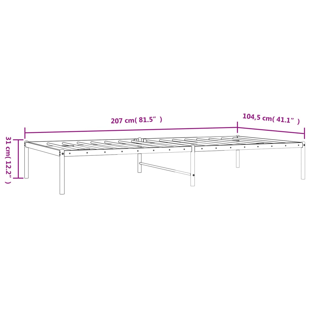 Metal Bed Frame without Mattress Black 100x200cm