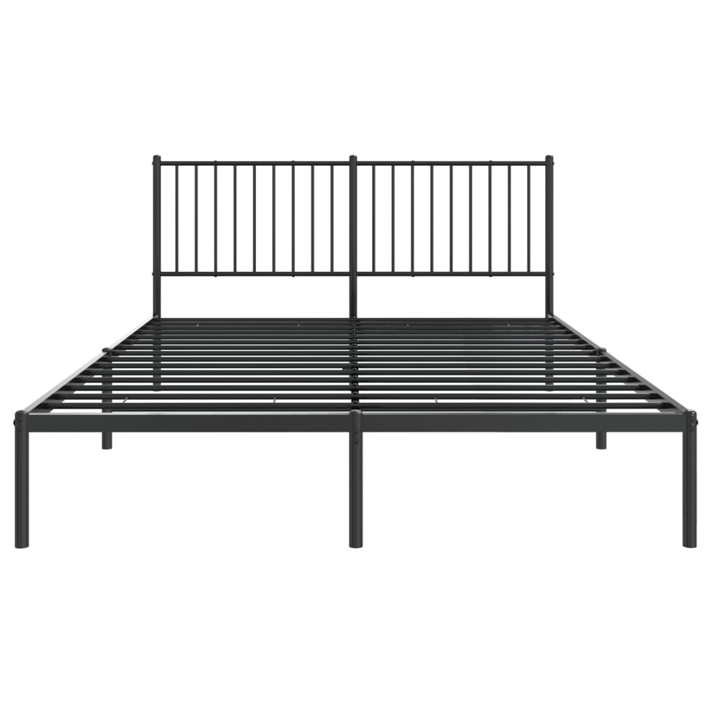 Metal Bed Frame without Mattress with Headboard Black 150x200cm