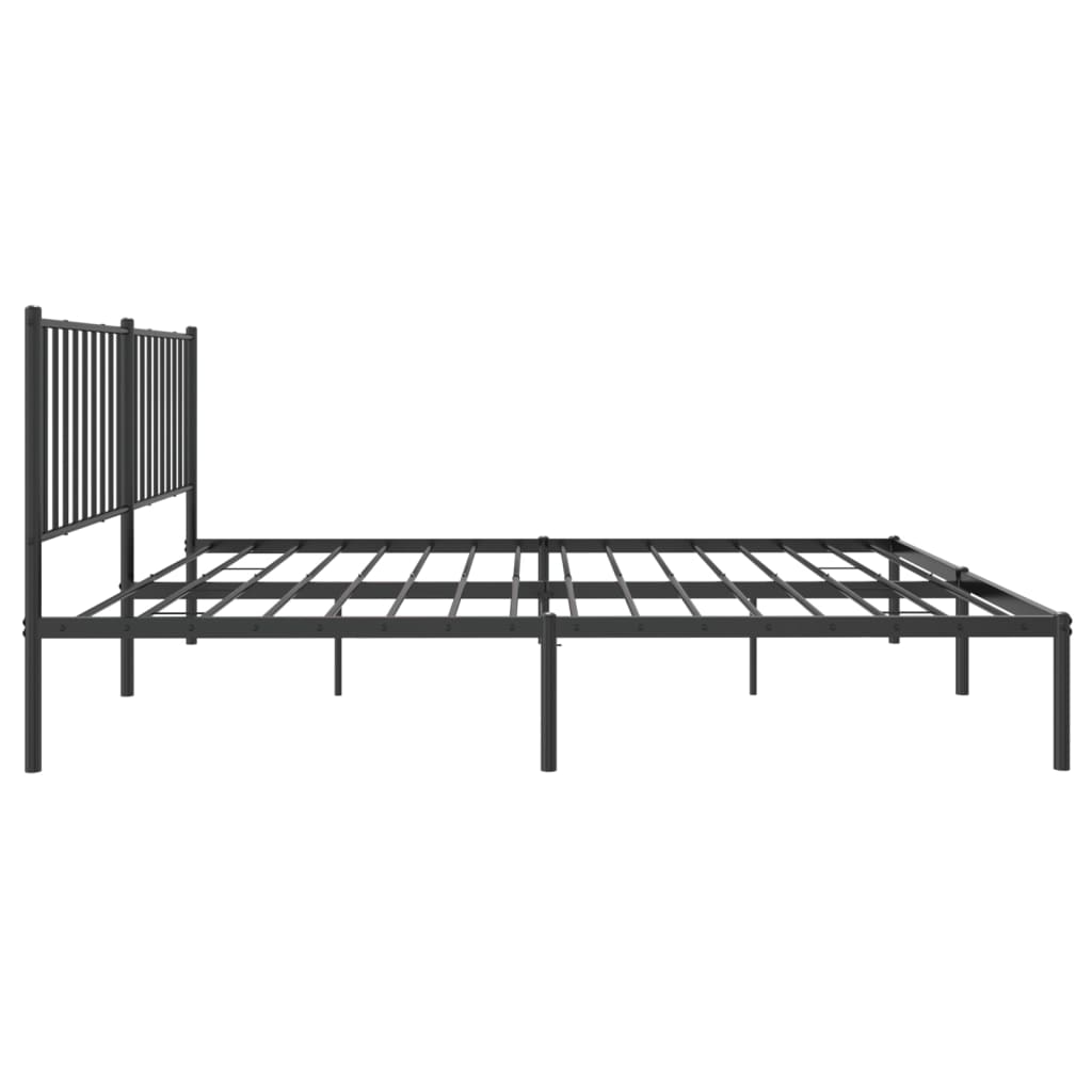 Metal Bed Frame without Mattress with Headboard Black 150x200cm