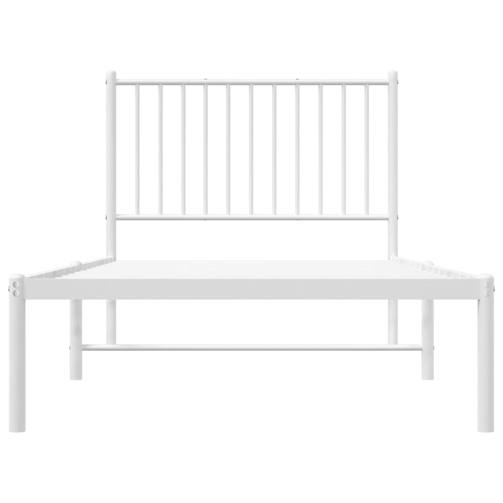 Metal Bed Frame without Mattress with Headboard White 90x190cm