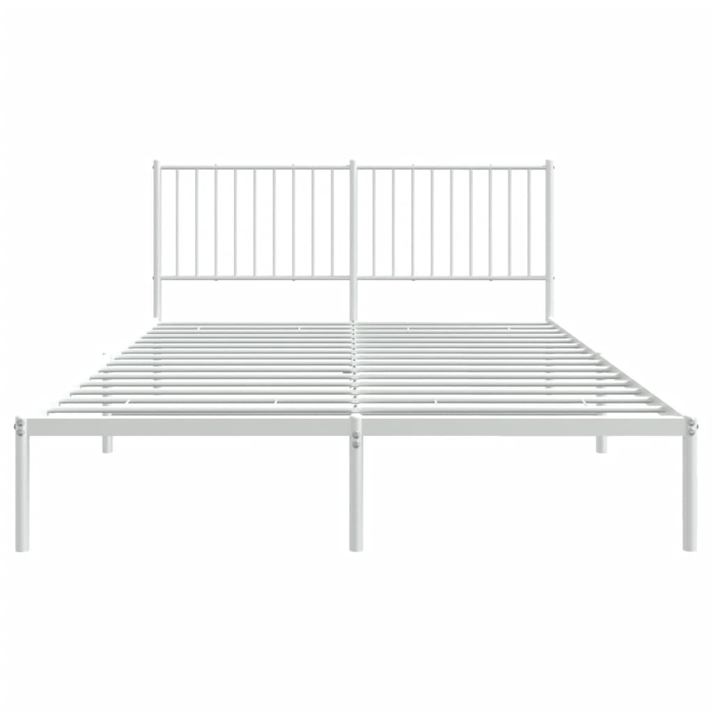 Metal Bed Frame without Mattress with Headboard White 160x200cm