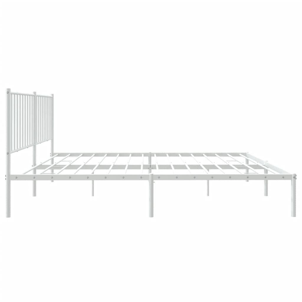 Metal Bed Frame without Mattress with Headboard White 160x200cm