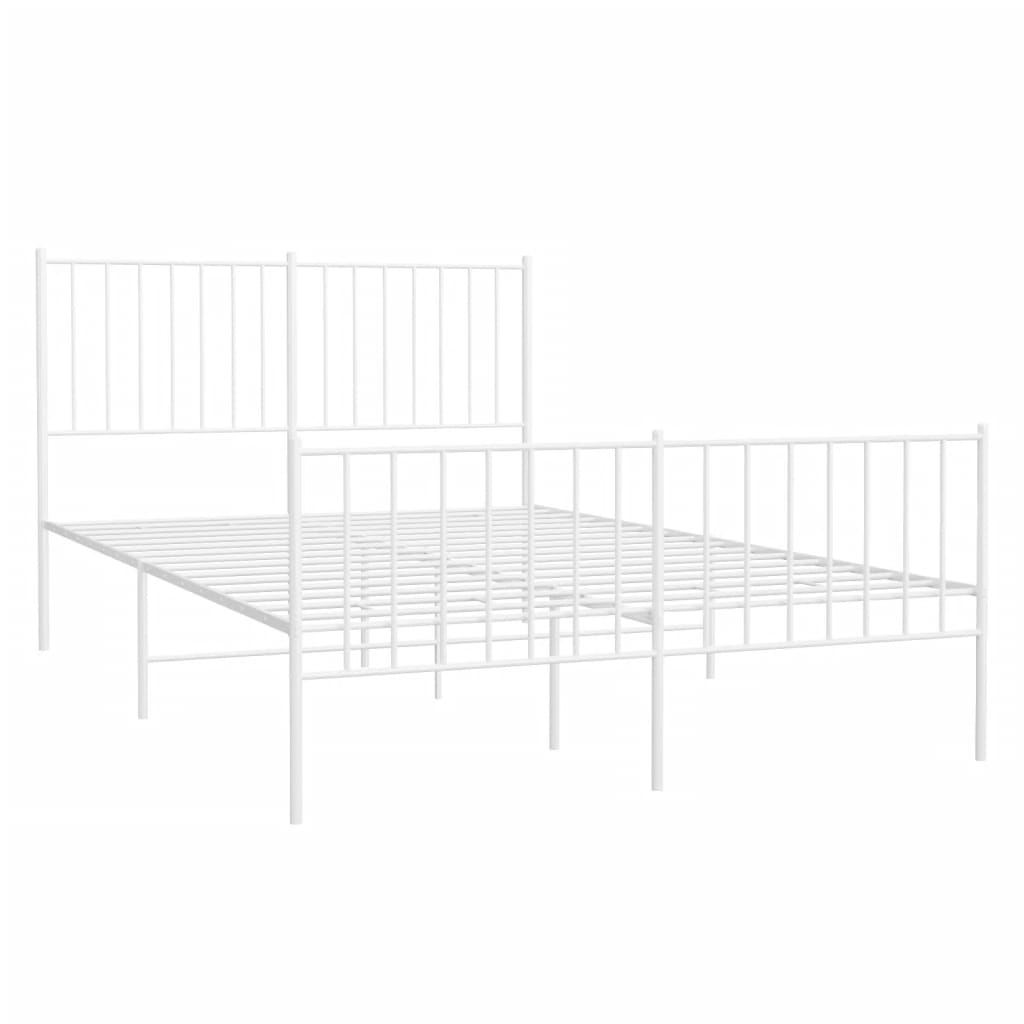 Metal Bed Frame without Mattress with Footboard White 120x190cm
