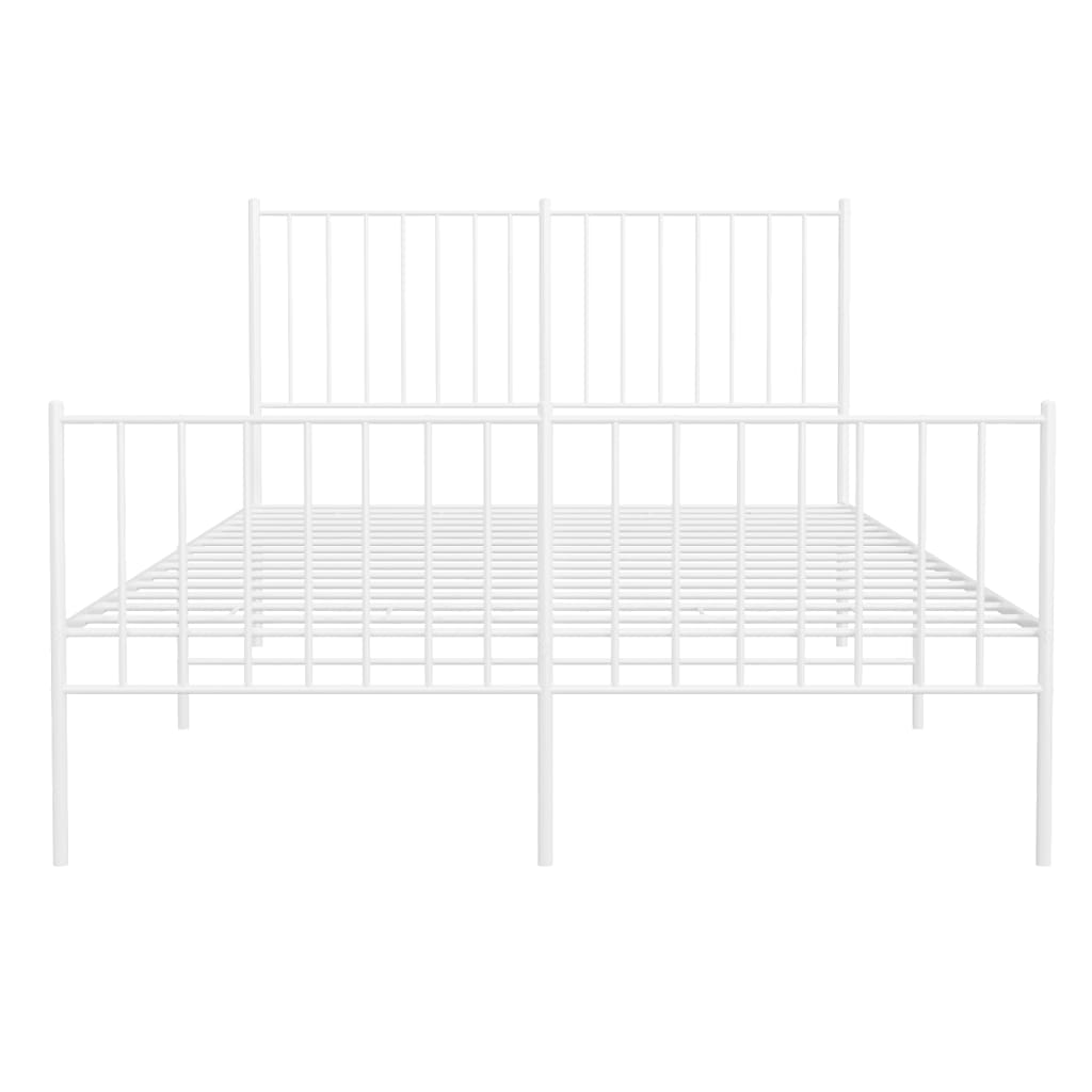Metal Bed Frame without Mattress with Footboard White 120x190cm