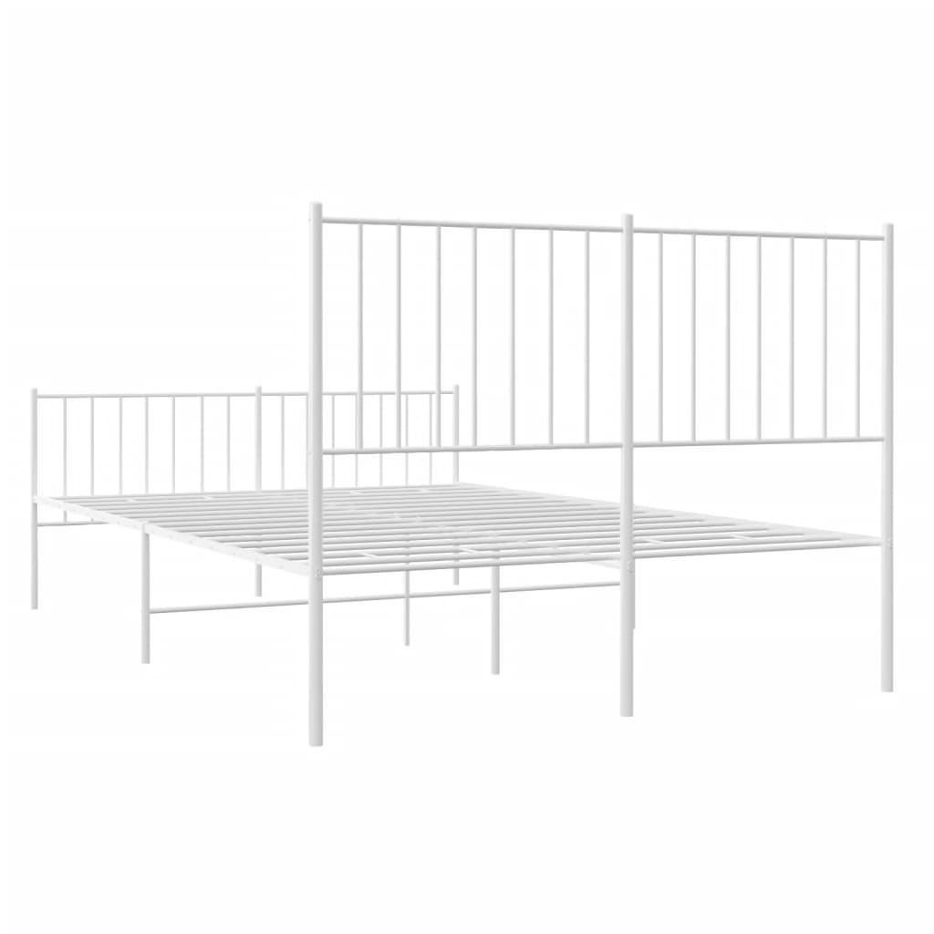 Metal Bed Frame without Mattress with Footboard White 120x190cm
