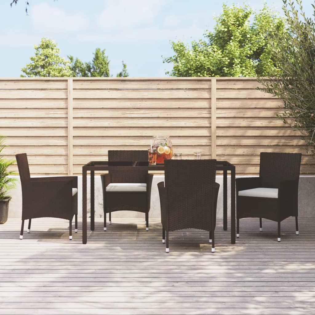 Garden Chairs with Cushions 4 pcs Brown Poly Rattan (UK/IE/FI/NO only)