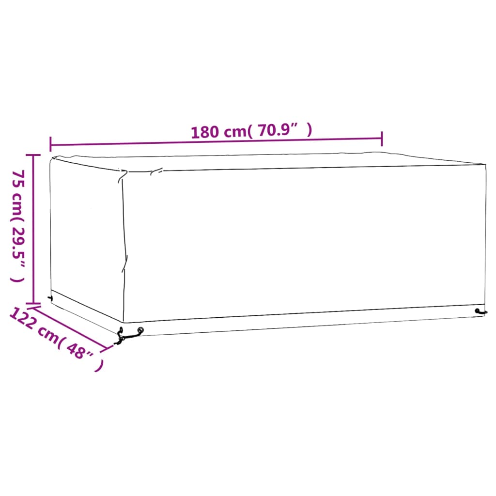 Garden Furniture Cover 8 Eyelets 180x122x75 cm Rectangular
