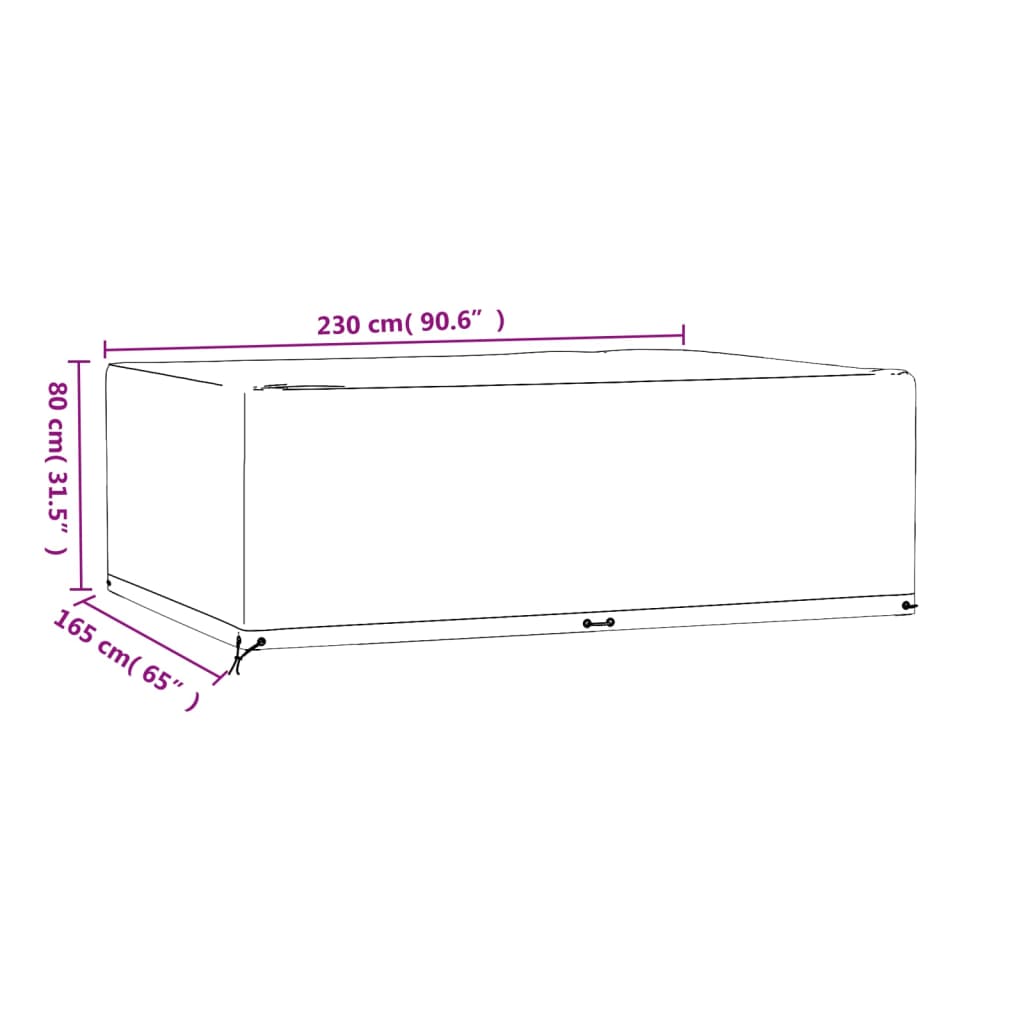 Garden Furniture Cover 12 Eyelets 230x165x80 cm Rectangular