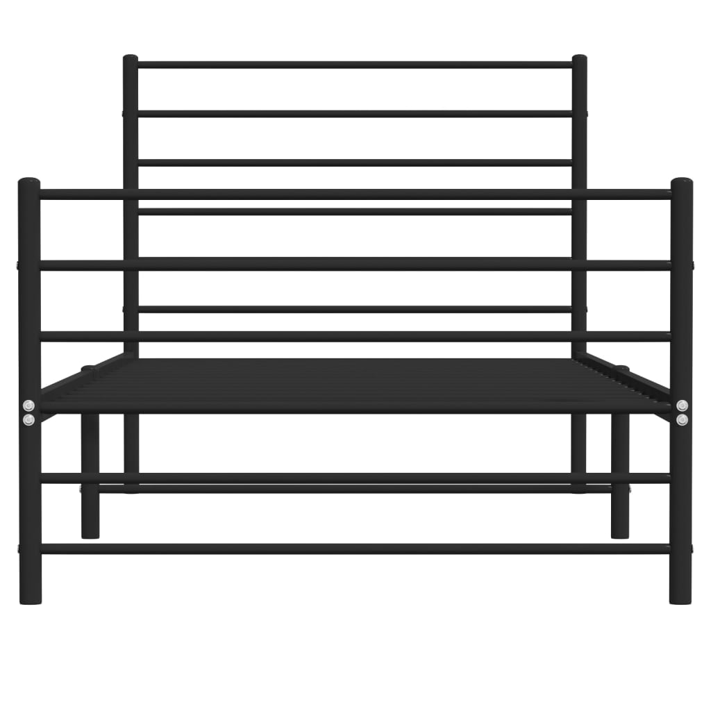 Metal Bed Frame without Mattress with Footboard Black 75x190cm