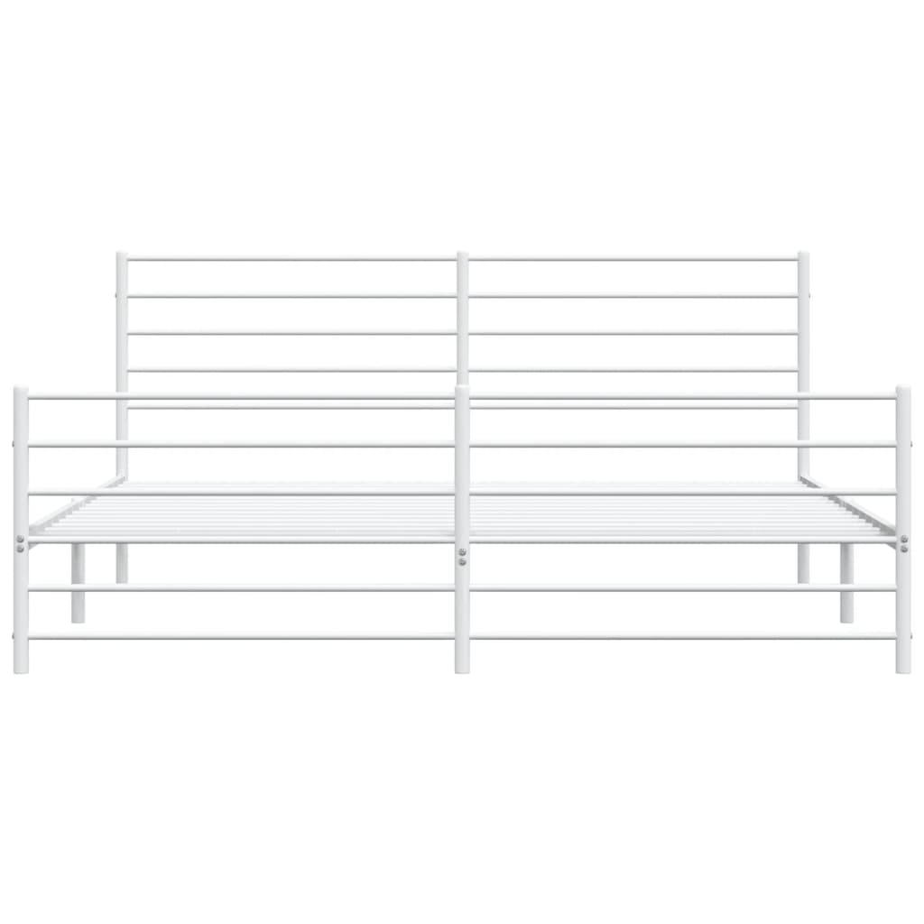 Metal Bed Frame without Mattress with Footboard White 193x203cm