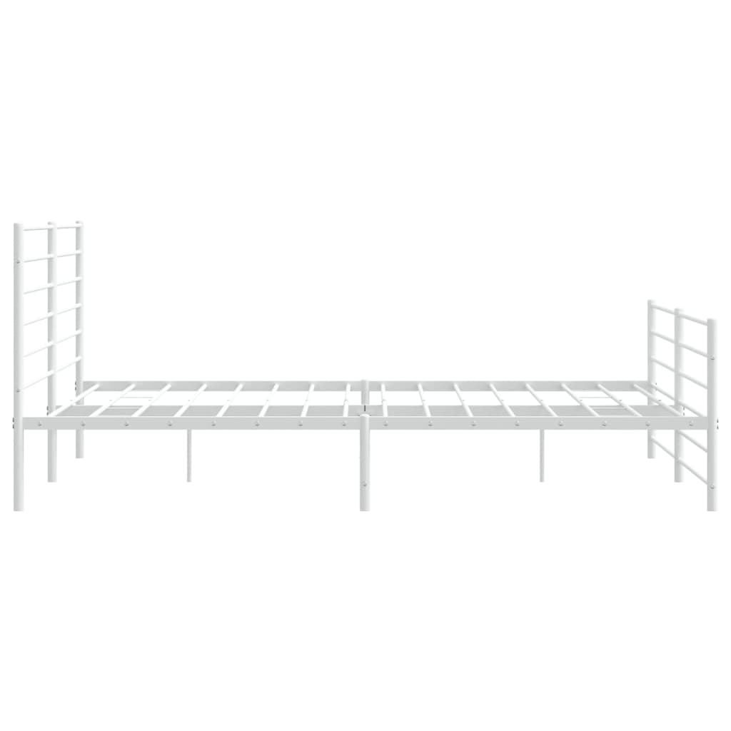 Metal Bed Frame without Mattress with Footboard White 193x203cm