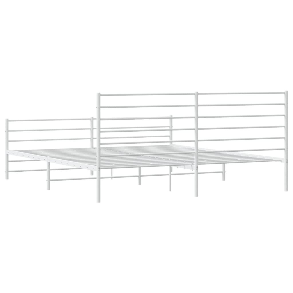 Metal Bed Frame without Mattress with Footboard White 193x203cm