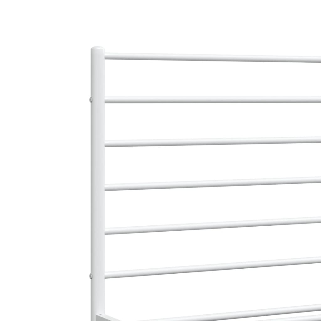 Metal Bed Frame without Mattress with Footboard White 193x203cm