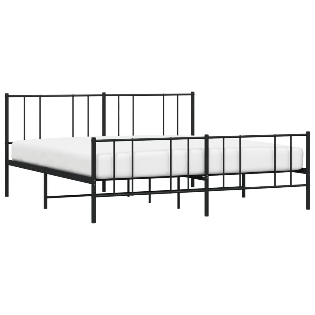 Metal Bed Frame without Mattress with Footboard Black 183x213cm