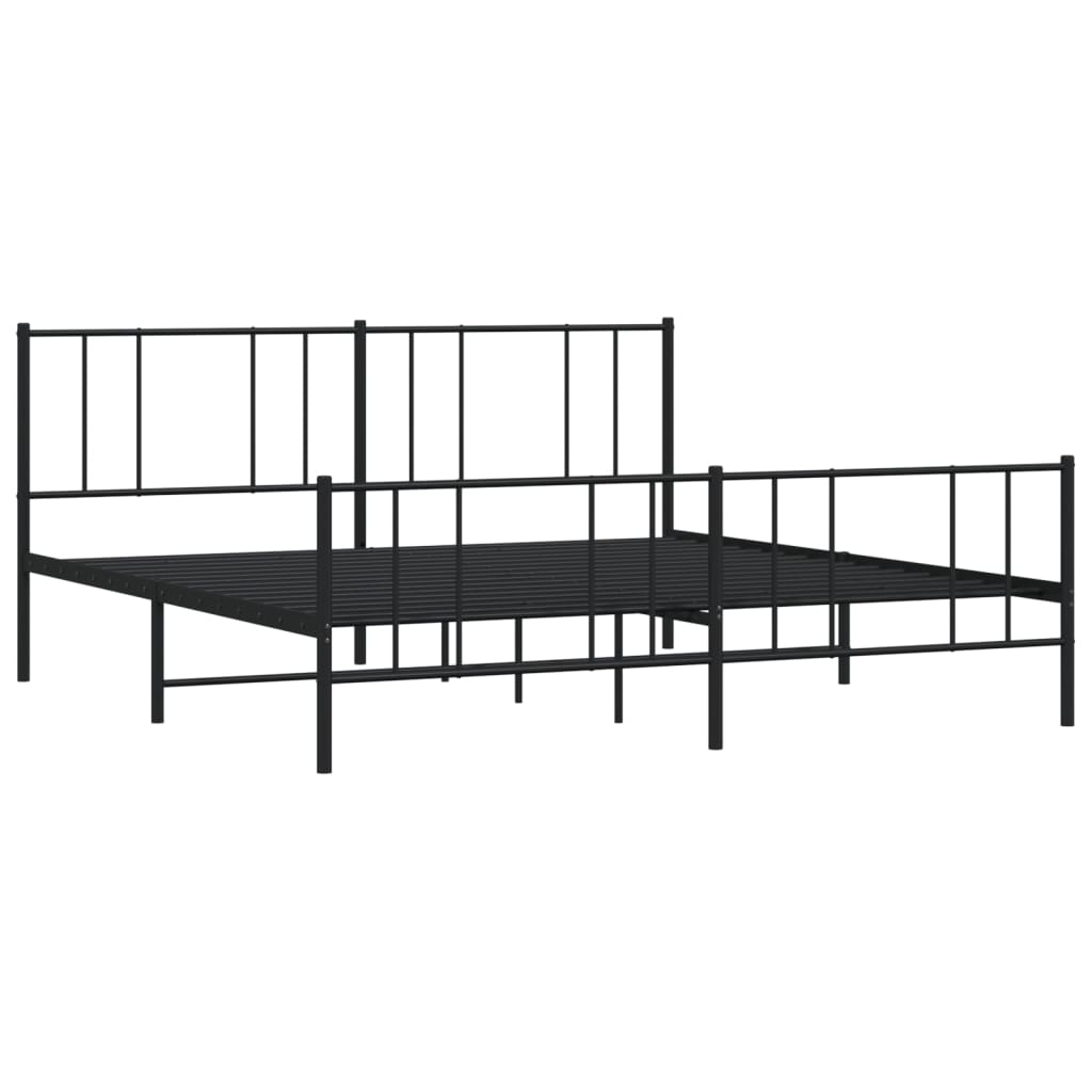 Metal Bed Frame without Mattress with Footboard Black 183x213cm