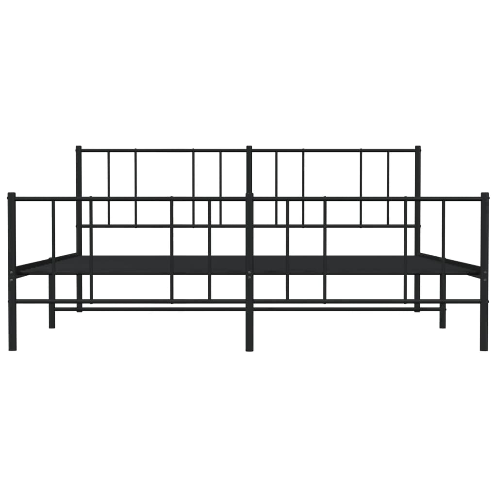 Metal Bed Frame without Mattress with Footboard Black 183x213cm