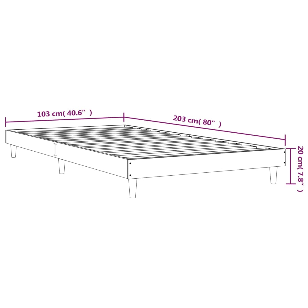 Bed Frame without Mattress Smoked Oak 100x200 cm Engineered Wood