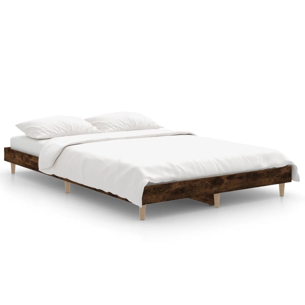 Bed Frame without Mattress Smoked Oak 120x190 cm Small Double Engineered Wood