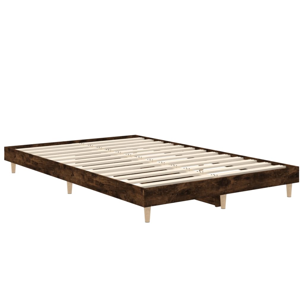 Bed Frame without Mattress Smoked Oak 120x190 cm Small Double Engineered Wood