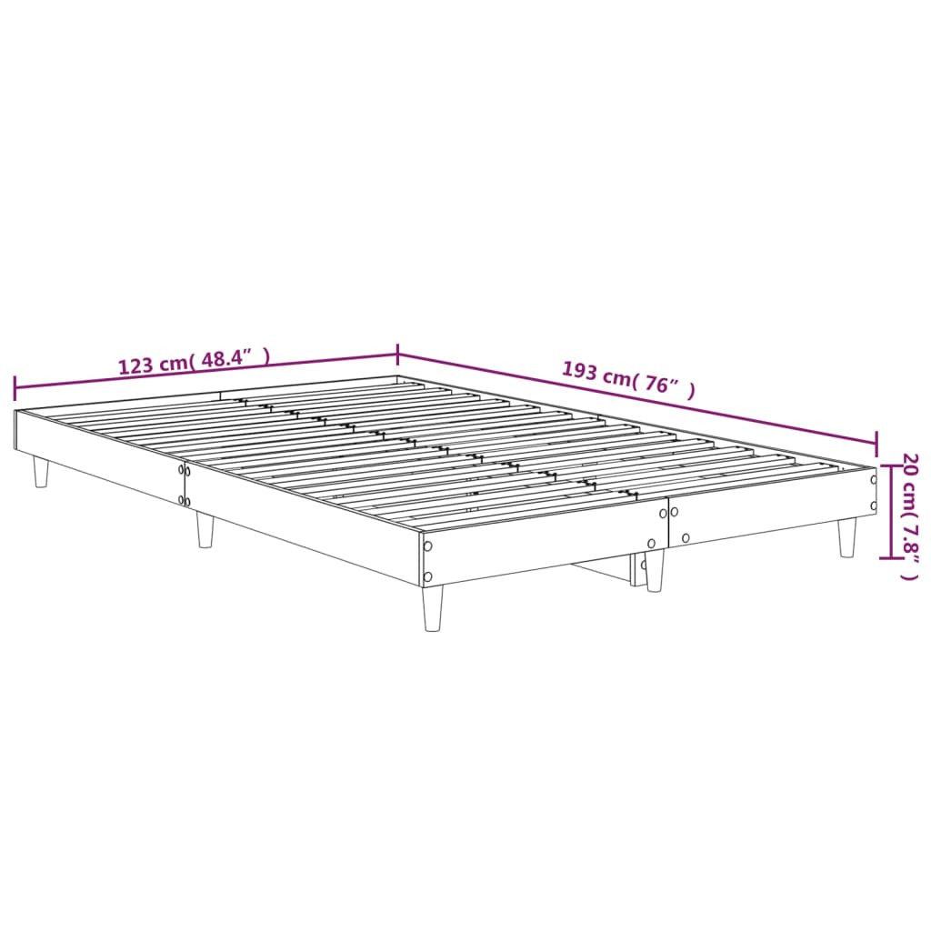 Bed Frame without Mattress Smoked Oak 120x190 cm Small Double Engineered Wood