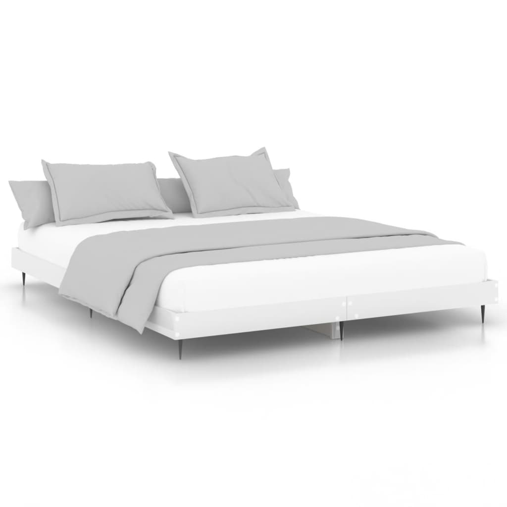 Bed Frame without Mattress High Gloss White 200x200 cm
