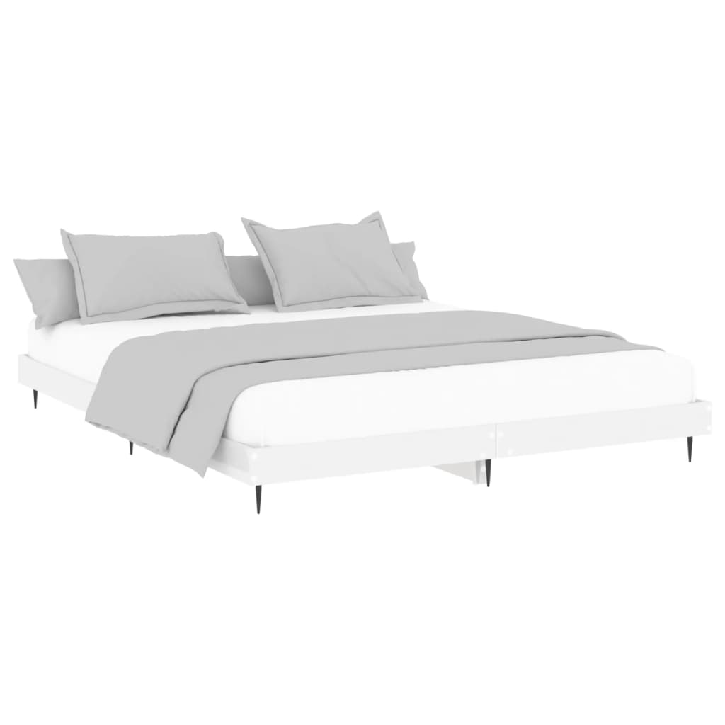 Bed Frame without Mattress High Gloss White 200x200 cm