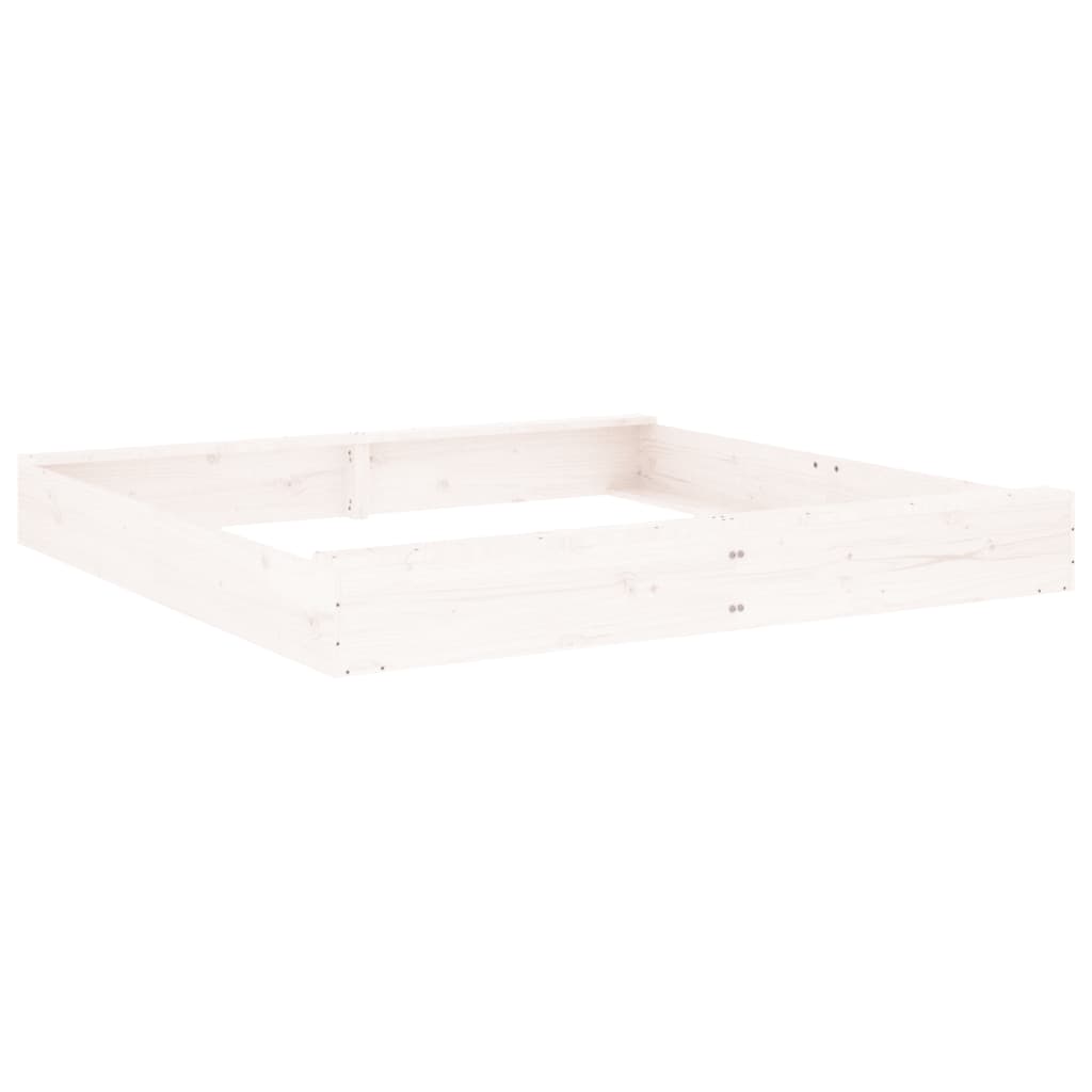 Sandbox with Seats White Square Solid Wood Pine