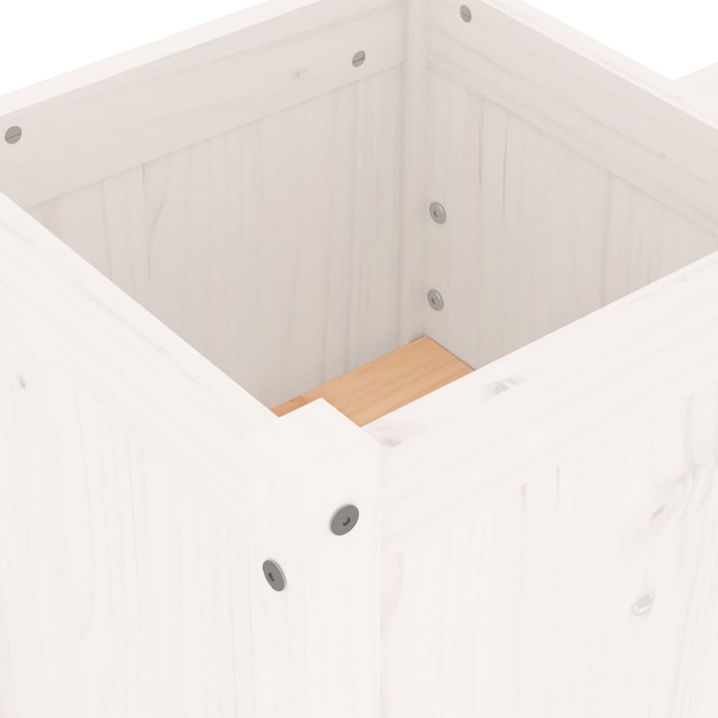 Planter Bench White 180x36x63 cm Solid Wood Pine