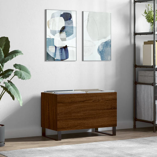 Record Cabinet Brown Oak 74.5x38x48 cm Engineered Wood